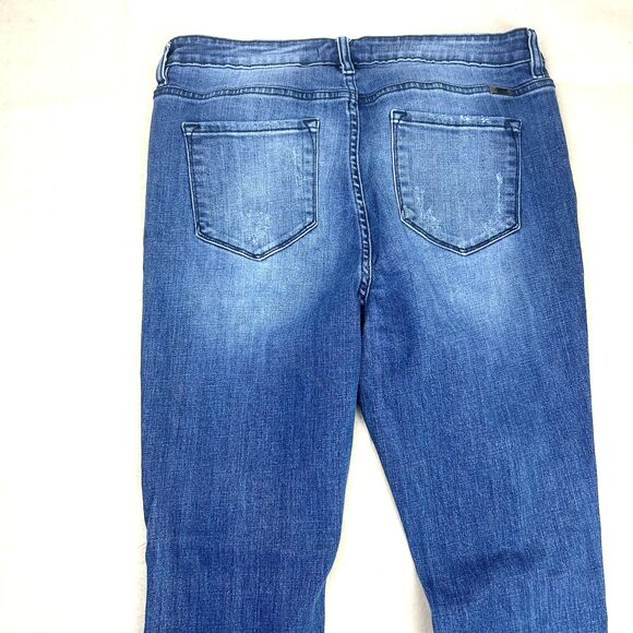 KanCan Button Fly Denim Jeans Women's XL Distressed Frayed Hem Blue High Rise - Picture 11 of 16